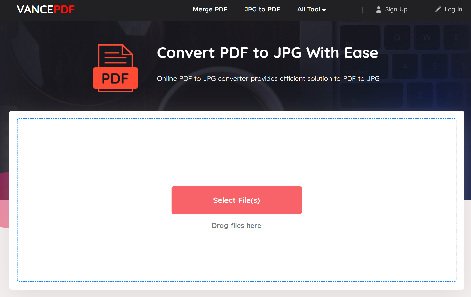 how to convert a pdf to jpg_VancePDF step1