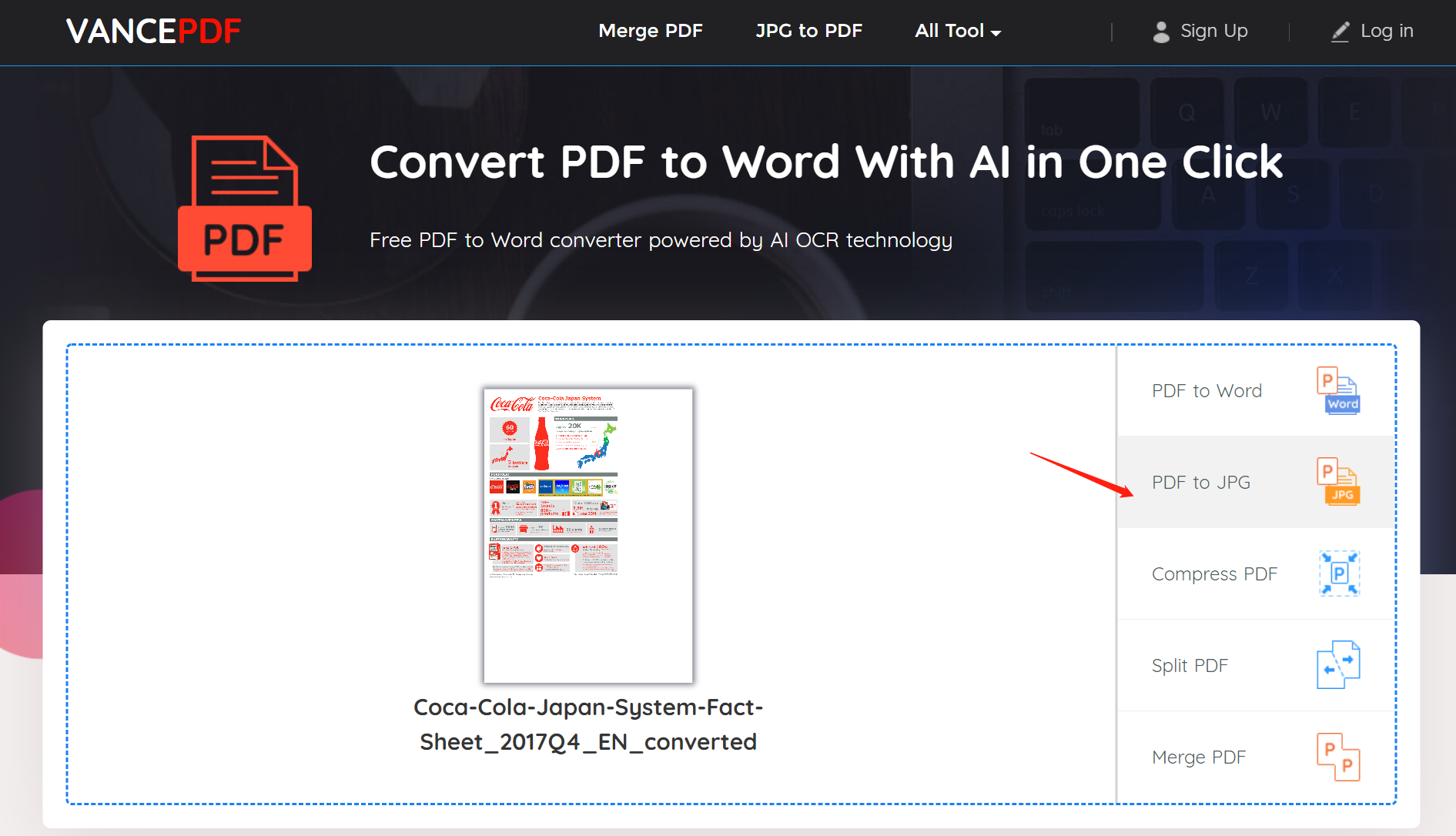 how to convert a pdf to jpg_VancePDF step2