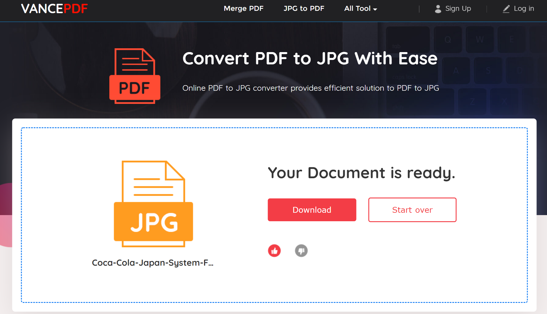 how to convert a pdf to jpg_VancePDF step3