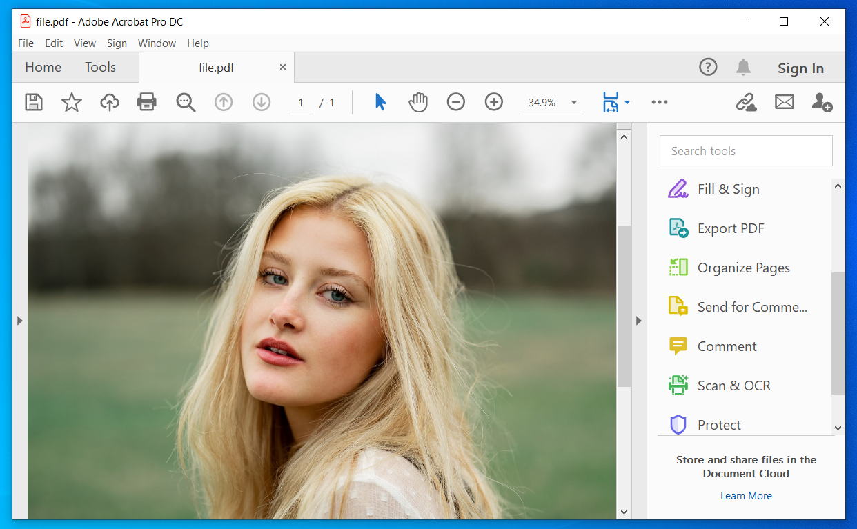 how to convert JPG to PDF on Win 10 with Adobe step1