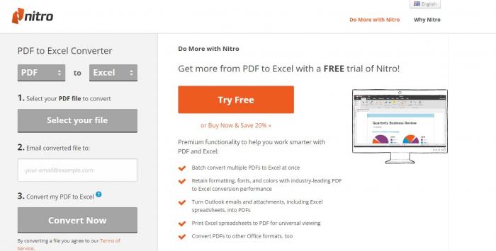 convert PDF to Excel spreadsheet with Nitro