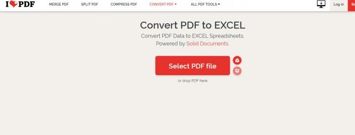 convert PDF to Excel spreadsheet with ilovepdf