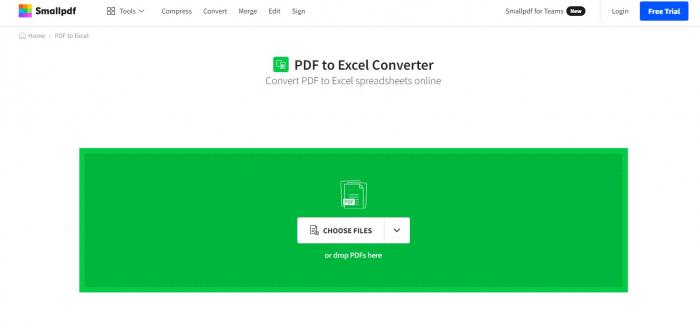 convert PDF to Excel spreadsheet with smallpdf