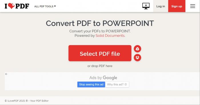 converting pdf to ppt with ilovepdf