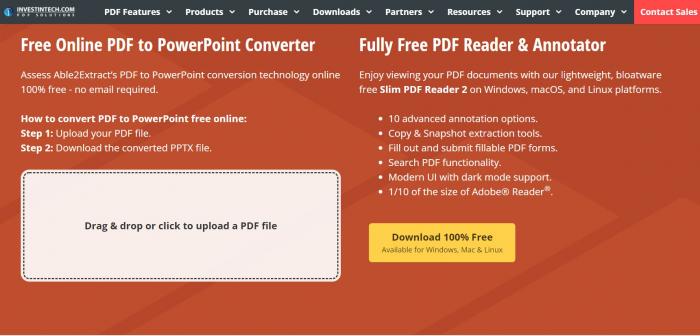 converting pdf to ppt with investintech