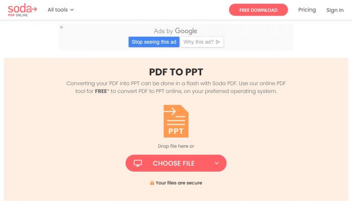 converting pdf to ppt with sodapdf