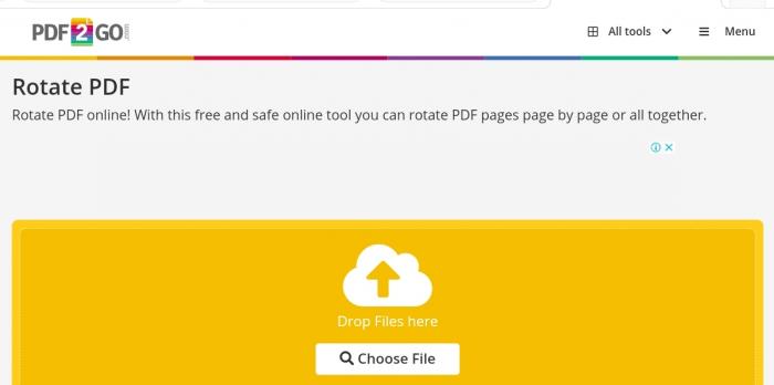 rotate a pdf with PDF2go