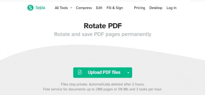 rotate a pdf with Sejda