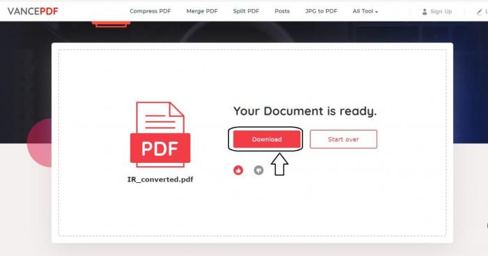 How to compress PDF without losing quality with VancePDF step 4