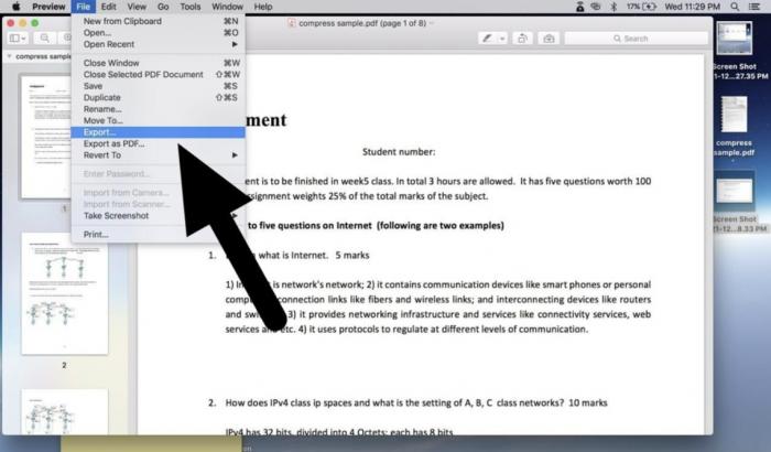 Compress PDF on Mac Without Losing Quality using Preview step 2