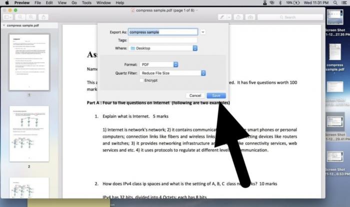 Compress PDF on Mac Without Losing Quality using Preview step 3