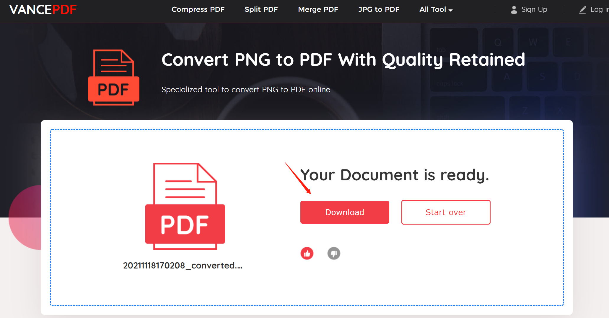 save png as pdf with VancePDF step3